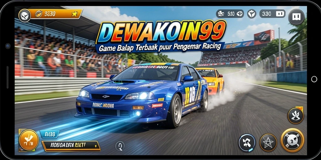 Screenshot gameplay DEWAKOIN99 yang menampilkan aksi balap mendebarkan.