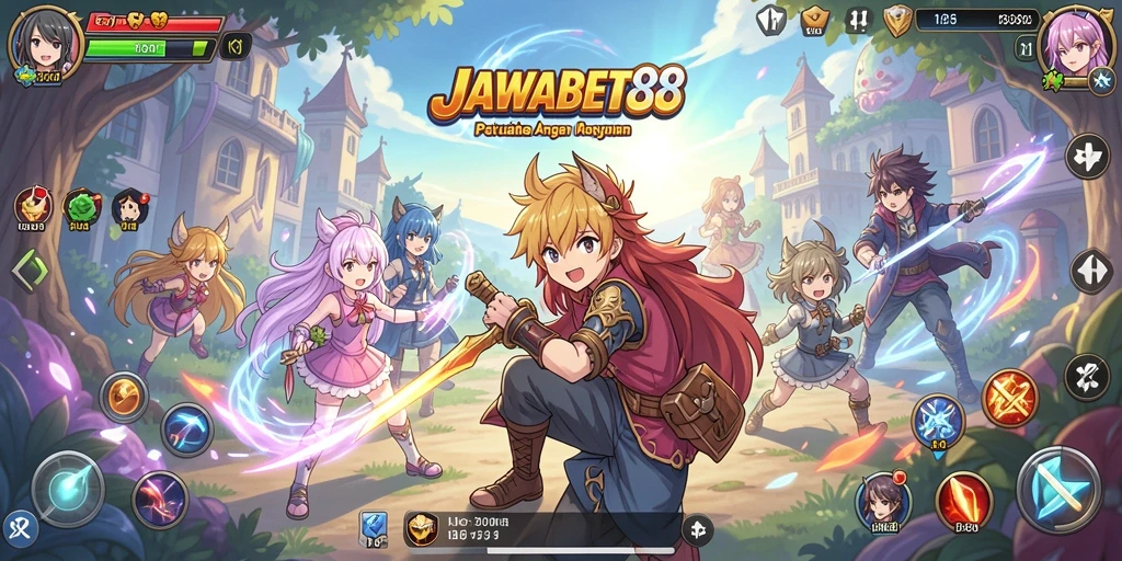 Gameplay seru dan karakter anime yang berwarna-warni.