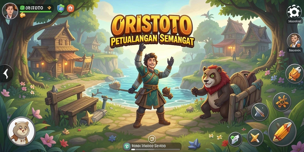 Tangkapan layar gameplay menunjukkan momen seru dalam petualangan ORISTOTO.