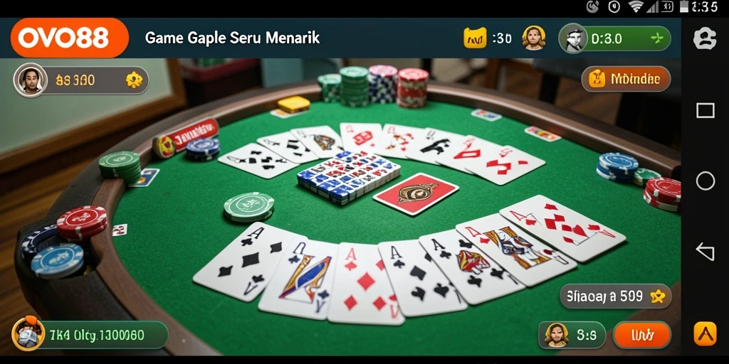 Tampilan gameplay seru OVO88 saat bermain Gaple dengan teman.