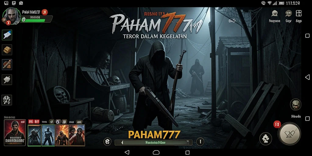 Screenshot dari gameplay PAHAM777 menampilkan suasana horor yang mendebarkan.